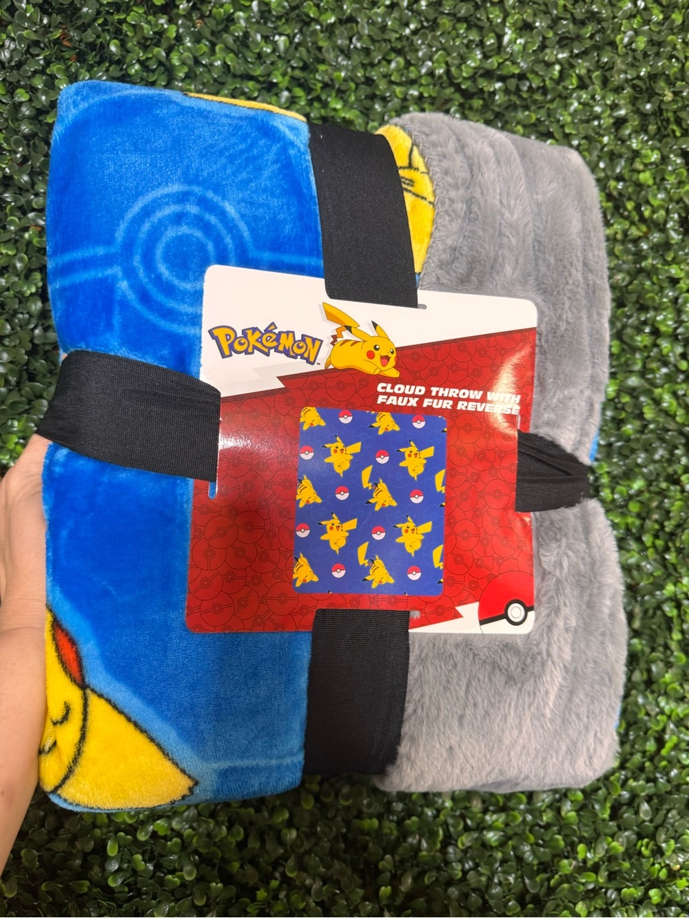 Pokemon Blue Yellow Gray Plush Cloud Throw Blanket